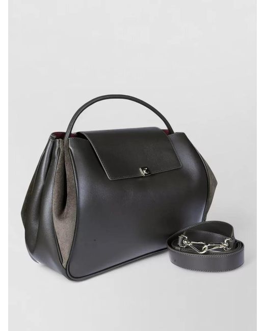 Coccinelle Gray Pansy Shoulder Bag Top Handle Detachable Strap