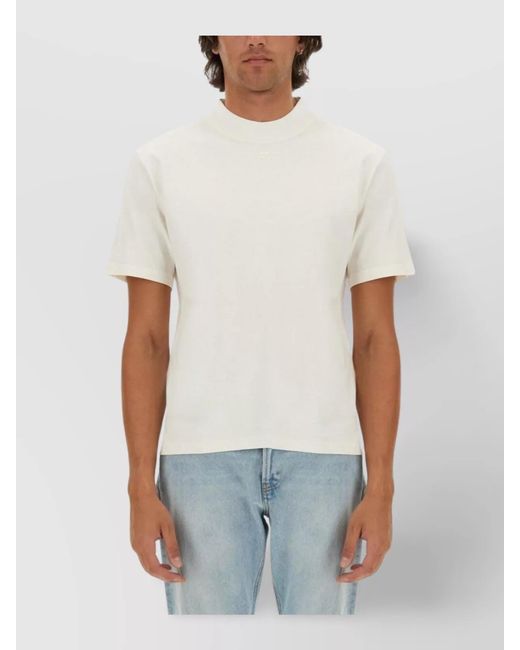 Courreges Blue Cotton Logo T-Shirt for men