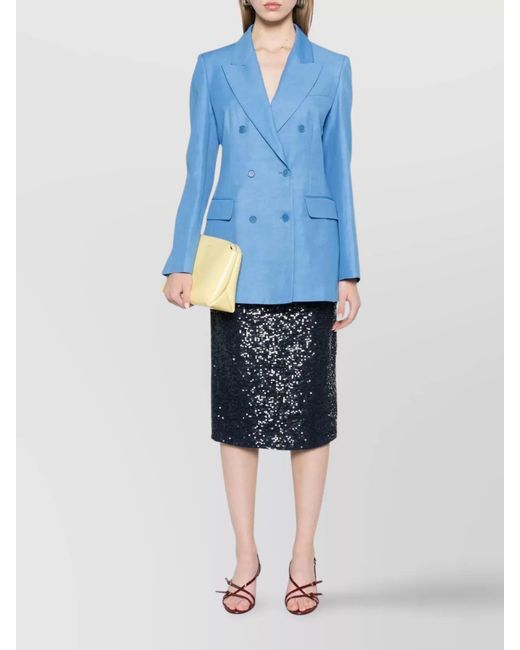 P.A.R.O.S.H. Blue Fitted Skirt