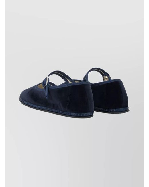 Vibi Venezia Blue Velvet Ballerina Shoes
