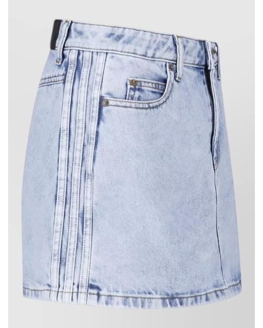Adidas Blue High Waist Denim Skirt Knee Midi