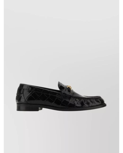 Versace Black Leather Loafers
