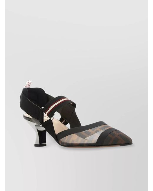 Fendi Black Mesh Slingback Pumps