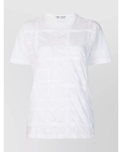Comme des Garçons White Cotton T Shirt Ribbon Detail Round Neck