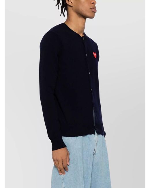 Comme des Garçons Blue Ribbed Wool Cardigan for men