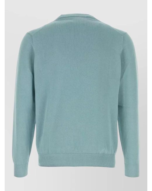 Fedeli Blue Cotton Sweater for men
