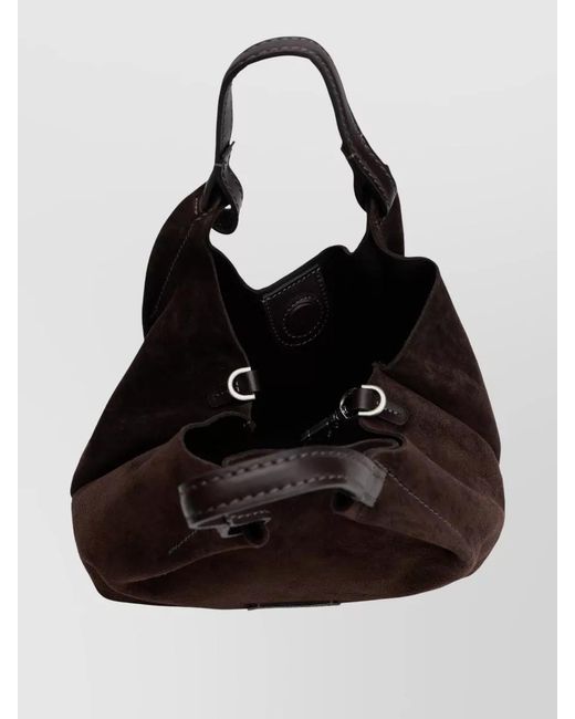 Gianni Chiarini Black Suede Shoulder Tote Bag Adjustable Strap