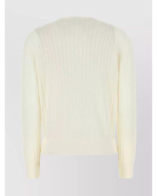 Bottega Veneta Natural Ribbed Wool Cardigan