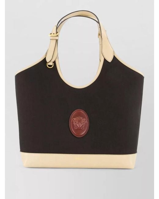 Versace Black Large Leather Tote Bag