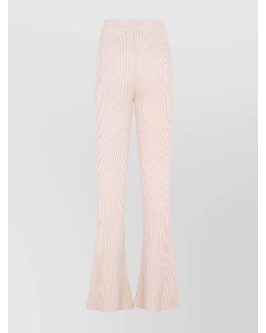 Peserico Pink Ribbed Knit Flared Trousers