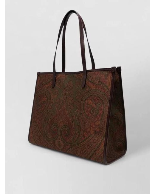 Etro Brown Paisley Shoulder Tote Bag