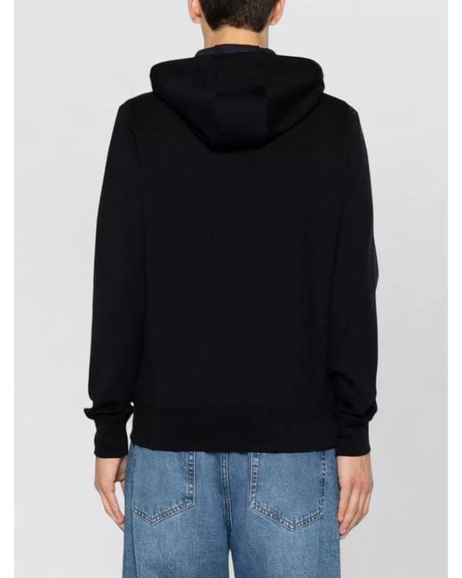 Paul Smith Black Hooded Jacket Drawstring Hood Front Pockets for men