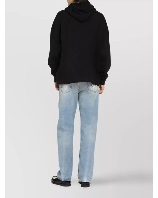Palm Angels Black Ribbed Cotton Hoodie for men