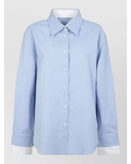 Acne Blue Cotton Poplin Long-Sleeve Shirt