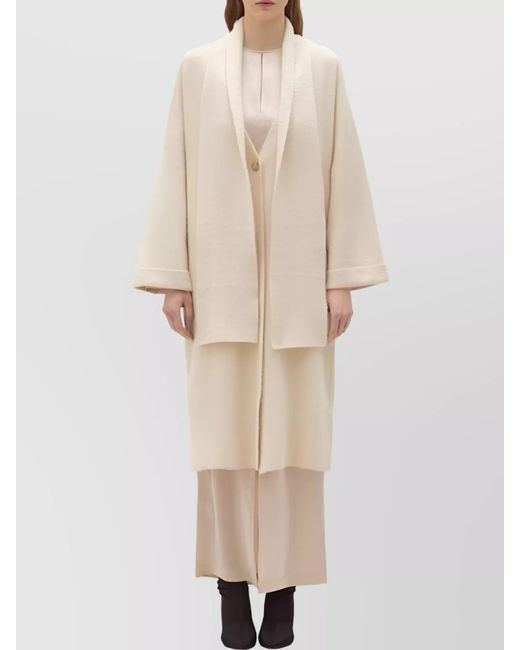 Blugirl Blumarine Natural Long Open Front Coat With Shawl Collar