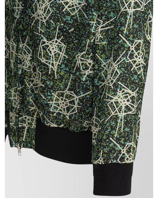 Beams Plus Green Relaxed Bomber Jacket All Over Print Ribbed for men