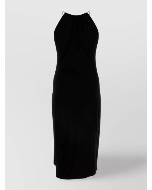 Givenchy Black Viscose Halterneck Sleeveless Cutout Midi Dress