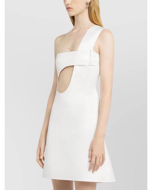 Courreges White Polyester One-Shoulder Cutout Mini Dress