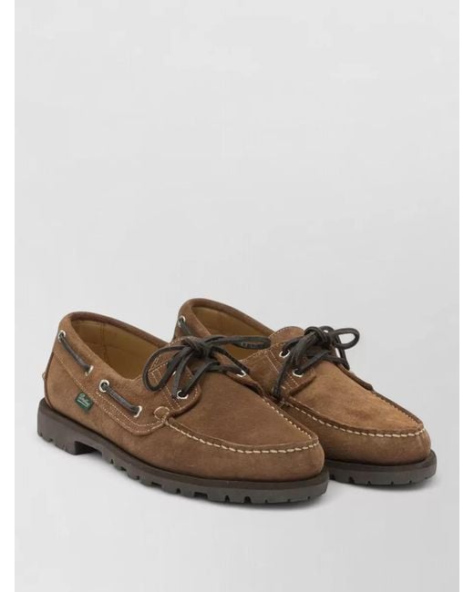 Paraboot Brown Malo Lace Up Loafers Metal Eyelets for men