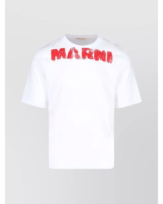 Marni White Cotton Regular-Fit Logo-Print T-Shirt for men