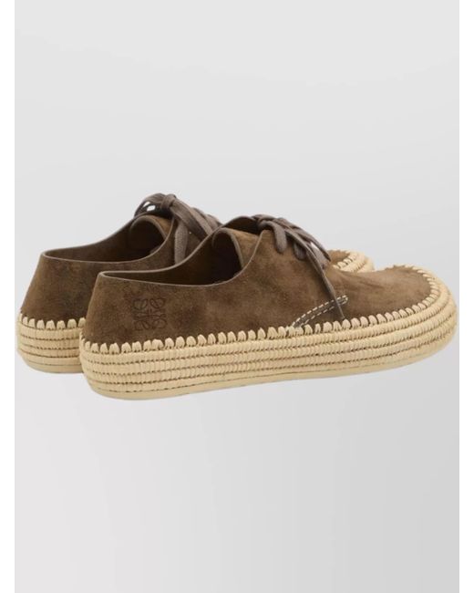 Loewe Brown Suede Lace-Up Slippers for men