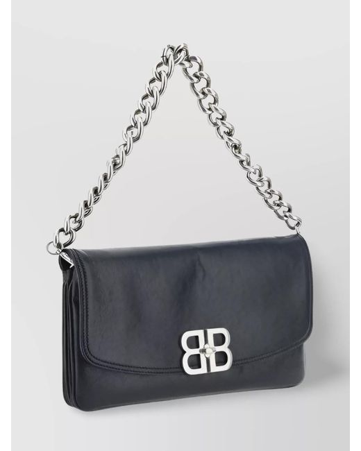 Balenciaga Blue Bb Soft Flap Medium Lambskin Quilted Shoulder Bag