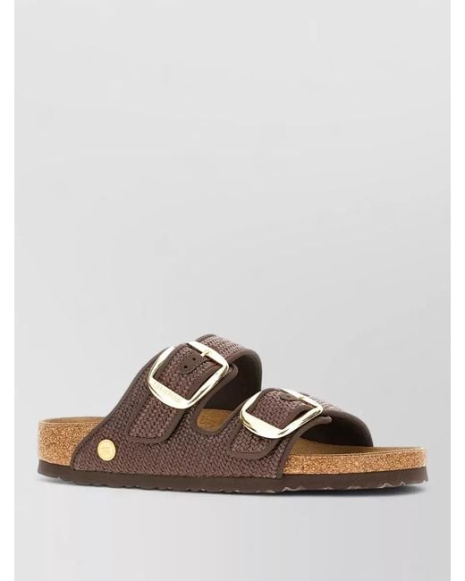 Birkenstock Browne Raffia Arizona Sandals Cork Sole