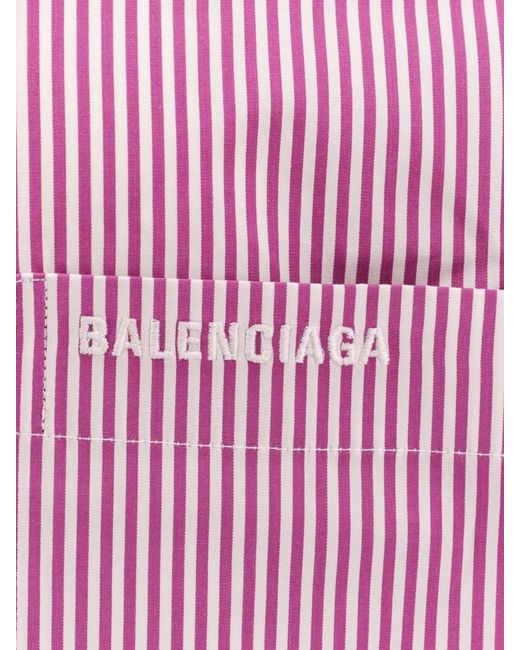 Balenciaga Pink Knotted Cuffs Cotton Shirt