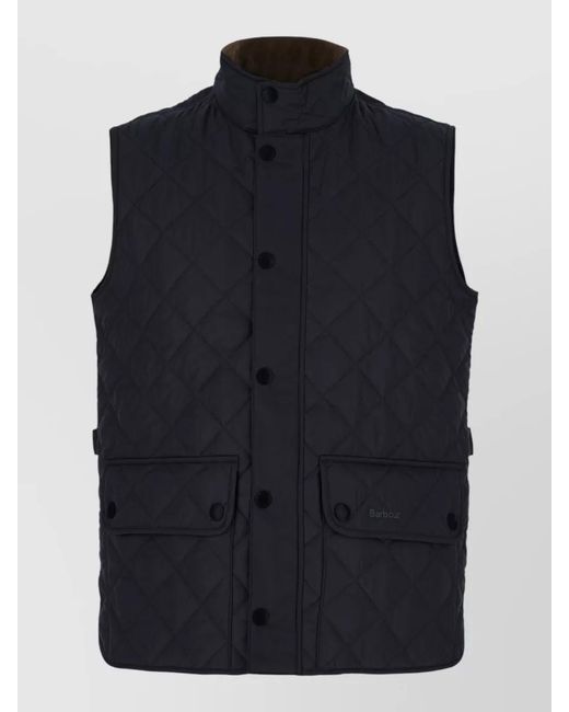 Barbour Blue Polyester Padded Sleeveless Jacket High Collar for men