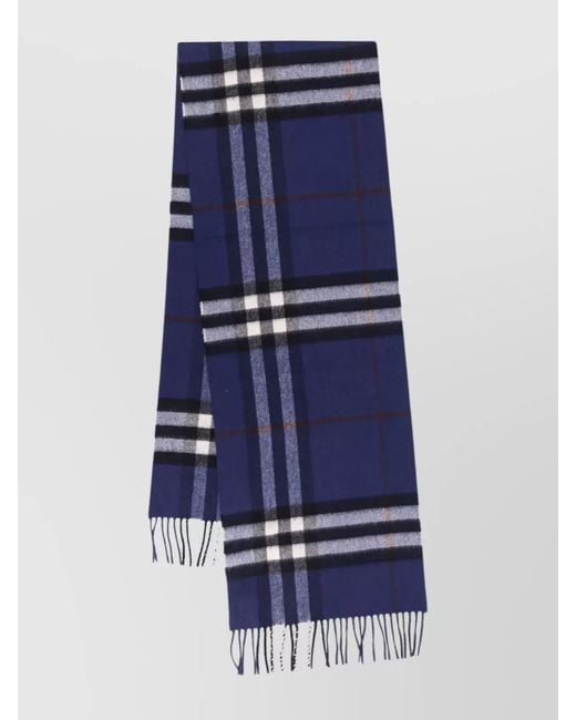 Burberry Blue Cashmere Check Scarf