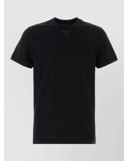Prada Black Cotton Crew-Neck Short-Sleeve T-Shirt for men