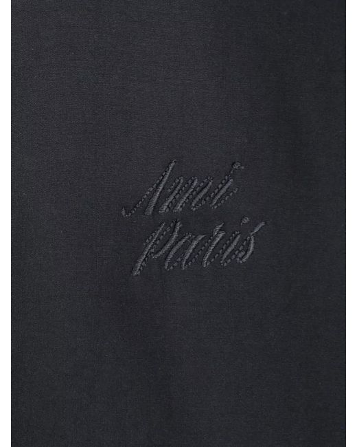 AMI Blue Silk Relaxed-Fit Long-Sleeve Shirt for men