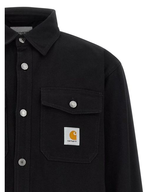Carhartt Black Button-Down Collar Overshirt Chest Pockets for men