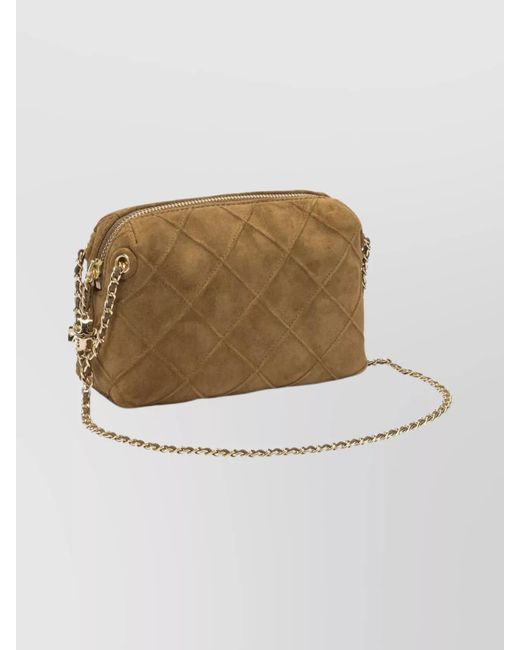 Tory Burch Natural Fleming Suede Crossbody Bag
