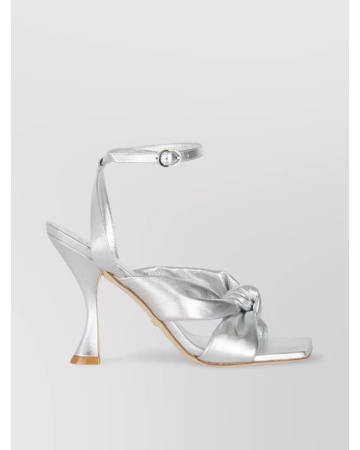 Stuart Weitzman White Leather Knotted Ankle-Strap Sandals