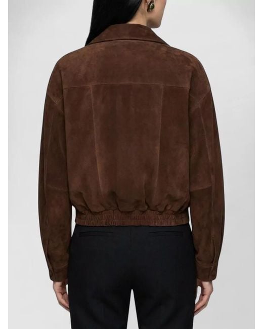 Saint Laurent Brown Leather Fitted Jacket