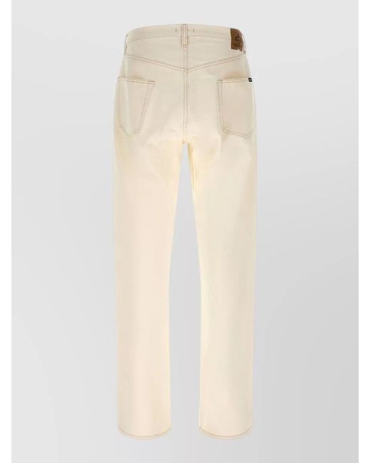 Prada Natural Contrast Stitching Structured Straight Leg Jeans for men