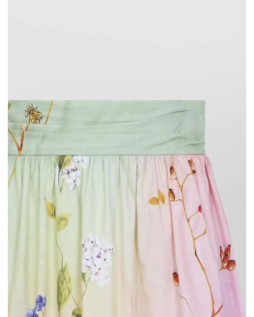 Roberto Cavalli Floral-Print High-Rise Gathered Midi Skirt