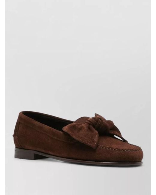 Hereu Brown Corbati Suede Leather Loafers Bow Detail