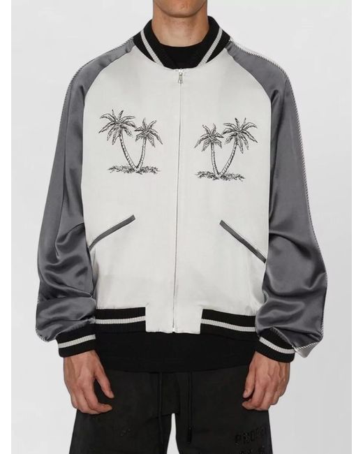 Palm Angels Gray Acetate Bomber Jacket for men
