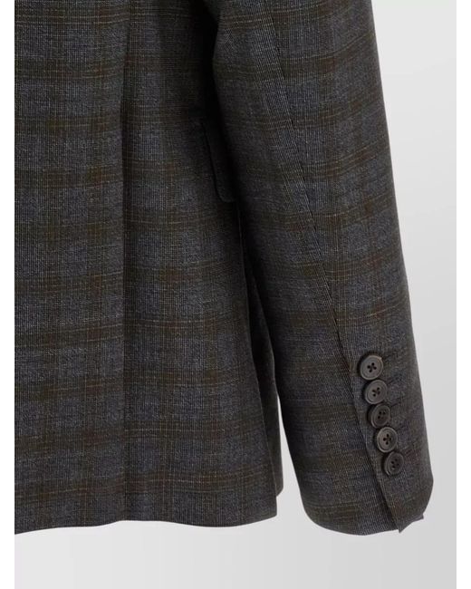 Dries Van Noten Black Wool Double-Breasted Checked Blazer