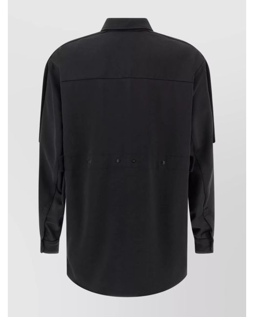 Moncler Genius Black Satin Long-Sleeve Logo Shirt