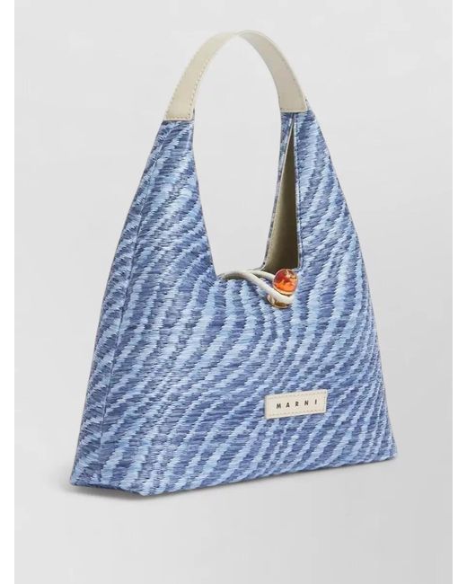 Marni Blue Top Handle Mini Tote Wave Pattern