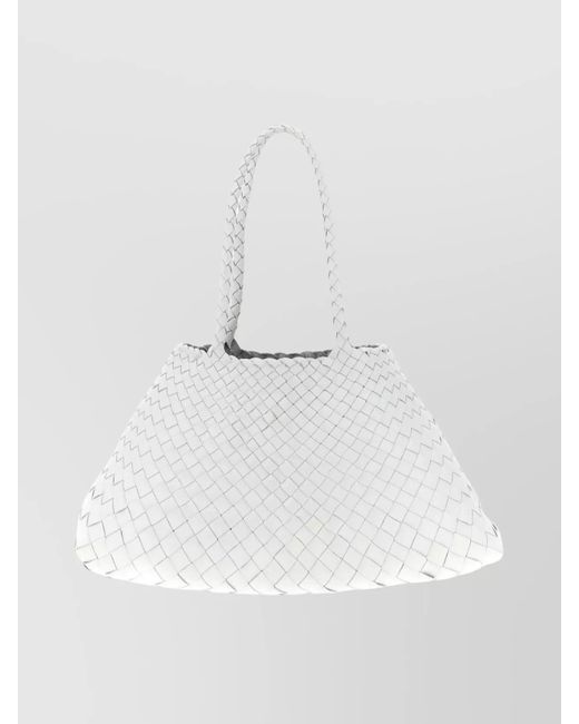 Dragon Diffusion White Large Shoulder Tote Bag With Woven Design