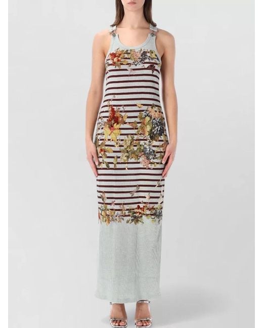 Jean Paul Gaultier White Cotton Ribbed Slim-Fit Tank Maxi Dress