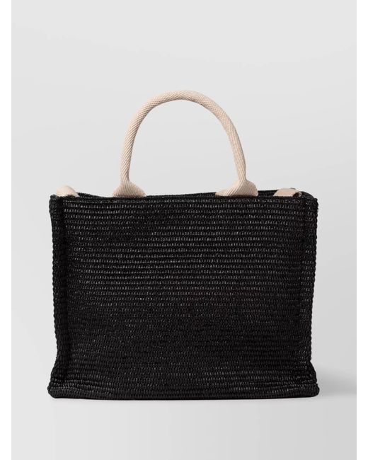Marni Black Tropicalia Raffia-Effect Tote Bag