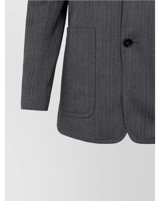 Bottega Veneta Blue Chevron Pattern Wool Blazer
