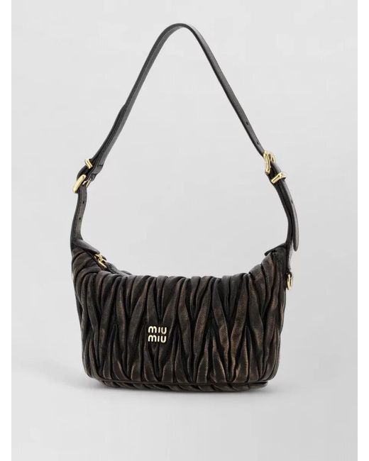 Miu Miu Black Matelassé Leather Shoulder Bag