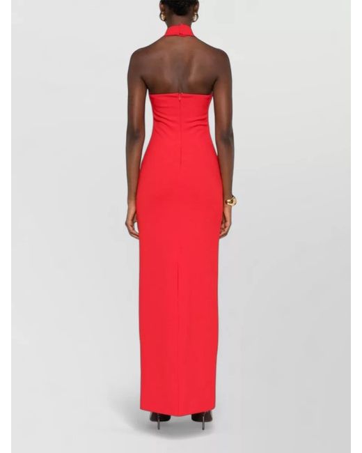 Solace London Red Ilona Halterneck Fitted Sleeveless Maxi Dress