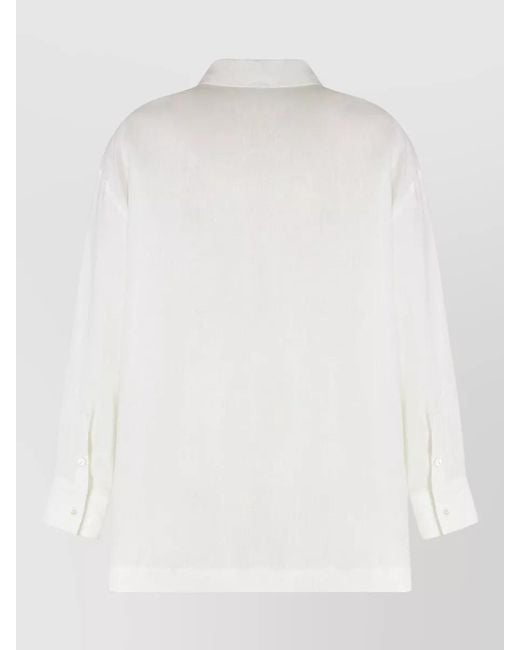 Max Mara White Varese Linen Shirt Collared Long Sleeves